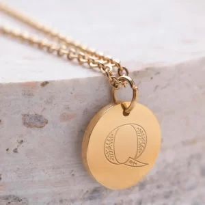 Christian Personalized Initial 'Q' Pendant with Customizable Back