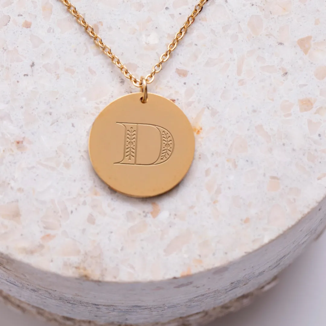 Christian Personalized Initial 'D' Pendant with Customizable Back