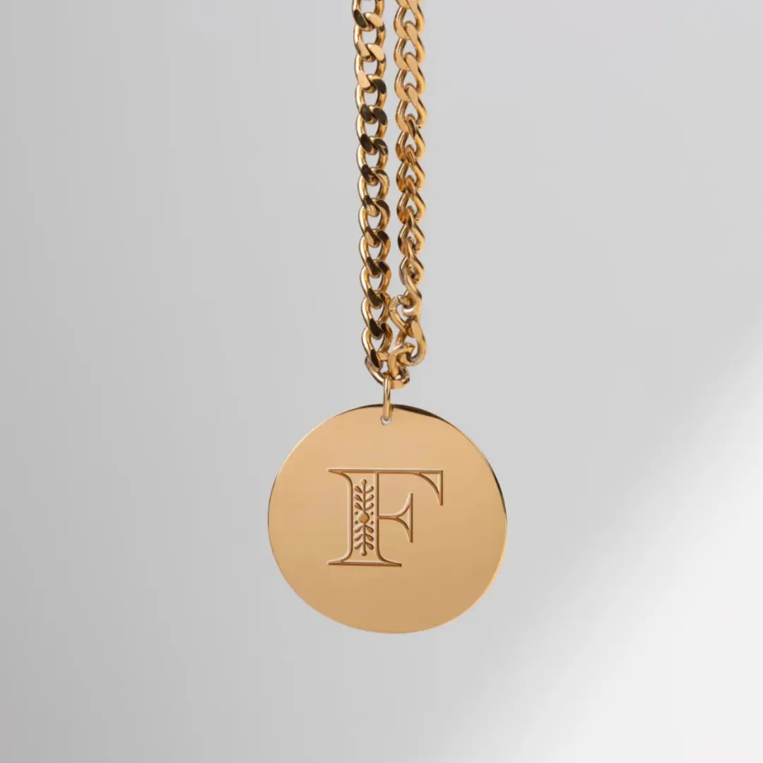 Christian Personalized Initial 'F' Pendant with Customizable Back