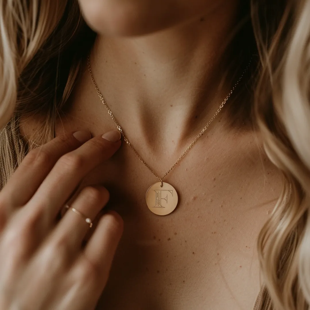 Christian Personalized Initial 'F' Pendant with Customizable Back