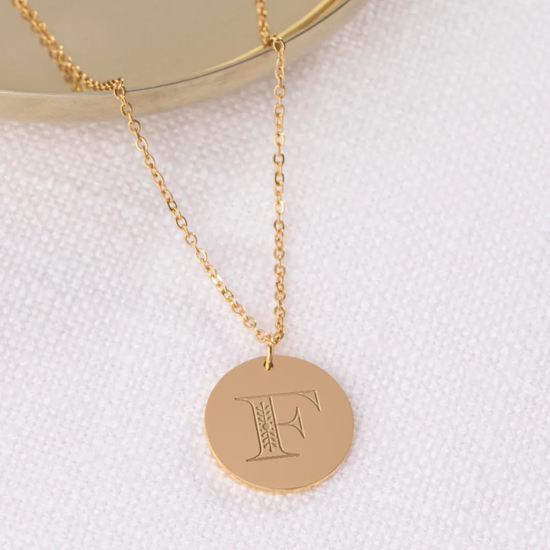 Christian Personalized Initial 'F' Pendant with Customizable Back