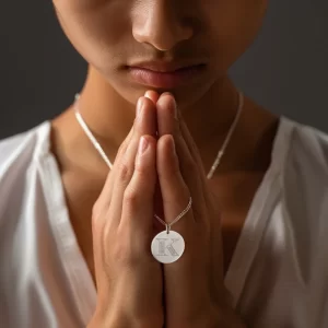 Christian Personalized Initial 'K' Pendant with Customizable Back