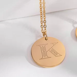 Christian Personalized Initial 'K' Pendant with Customizable Back