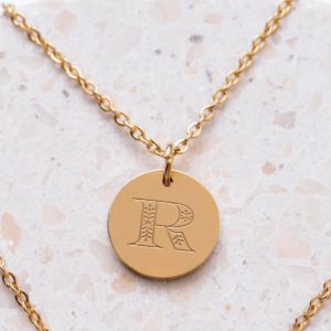 Christian Personalized Initial 'R' Pendant with Customizable Back