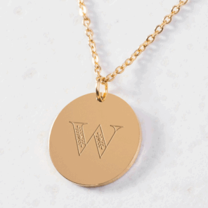Christian Personalized Initial 'W' Pendant with Customizable Back
