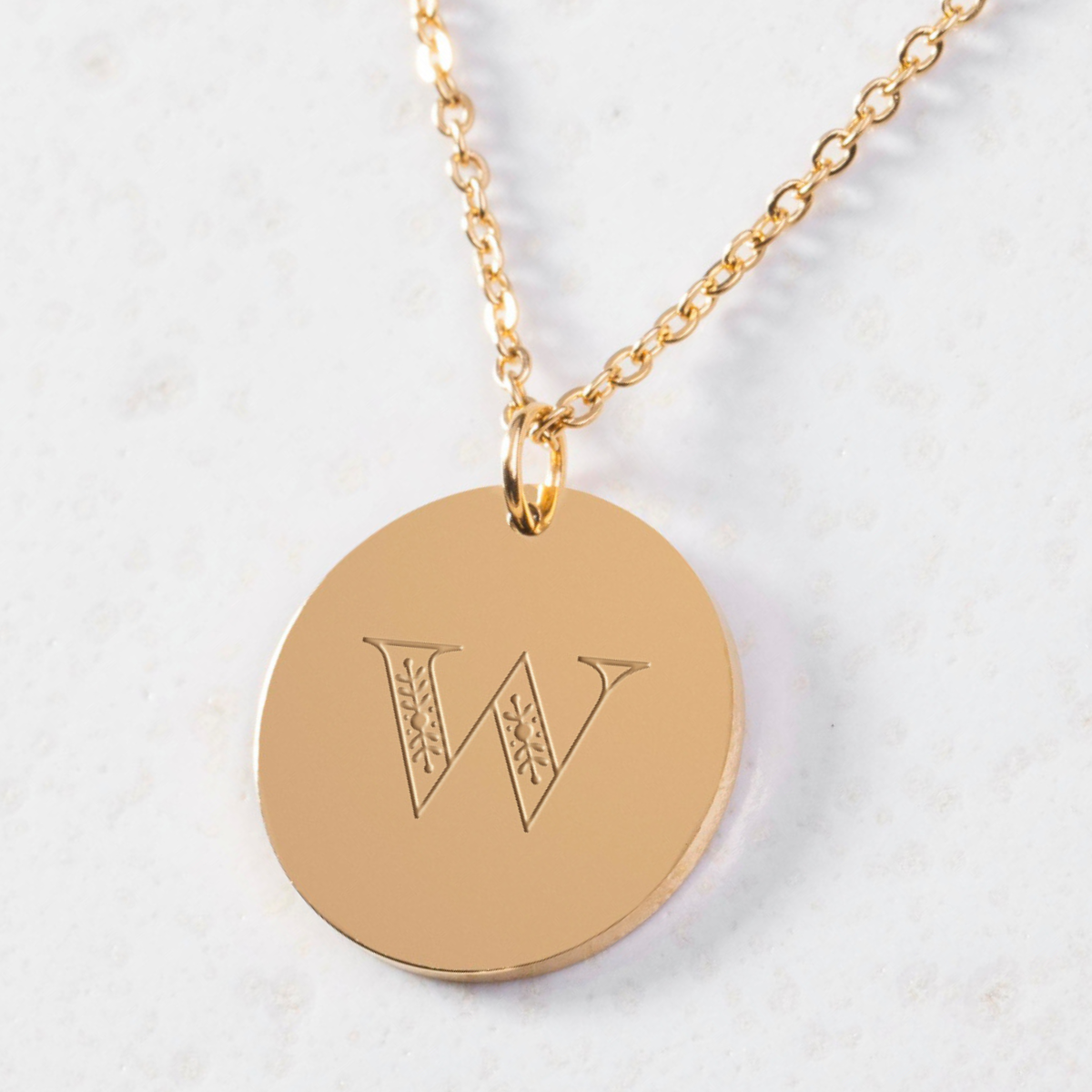 Christian Personalized Initial 'W' Pendant with Customizable Back