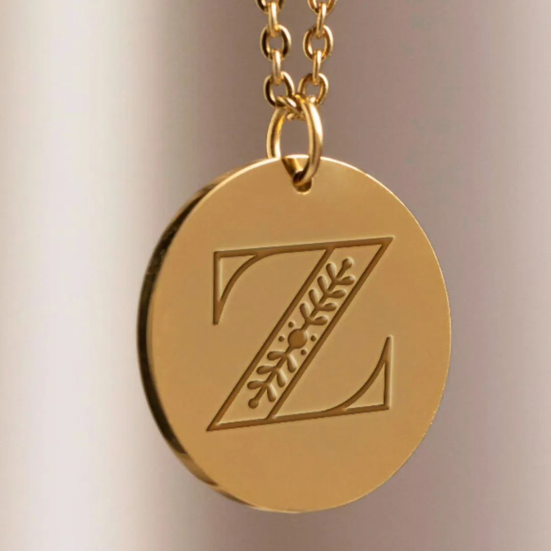 Christian Personalized Initial 'Z' Pendant with Customizable Back