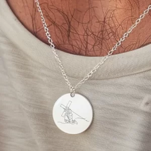 Journey Pendant with Line Art of Jesus Carrying the Cross