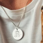 Jesus with Crown of Thorns Pendant with Line Art