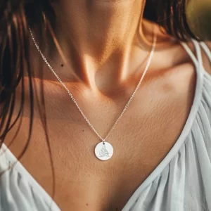 Jesus Holding Child Pendant in Line Art