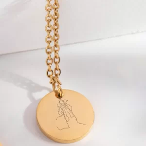 Jesus Holding a Lamb Pendant with Line Art