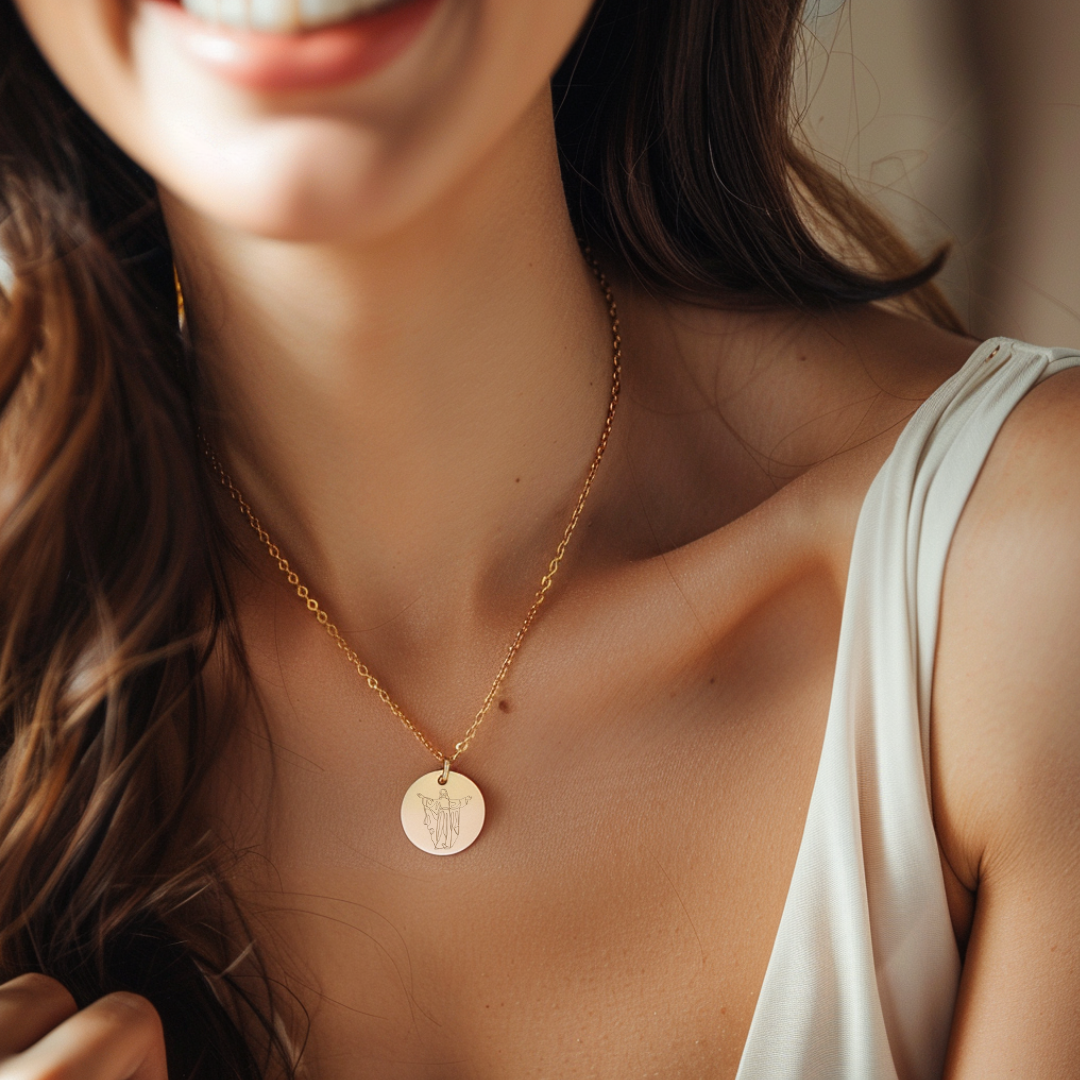 Jesus with Outstretched Arms Pendant with Chain