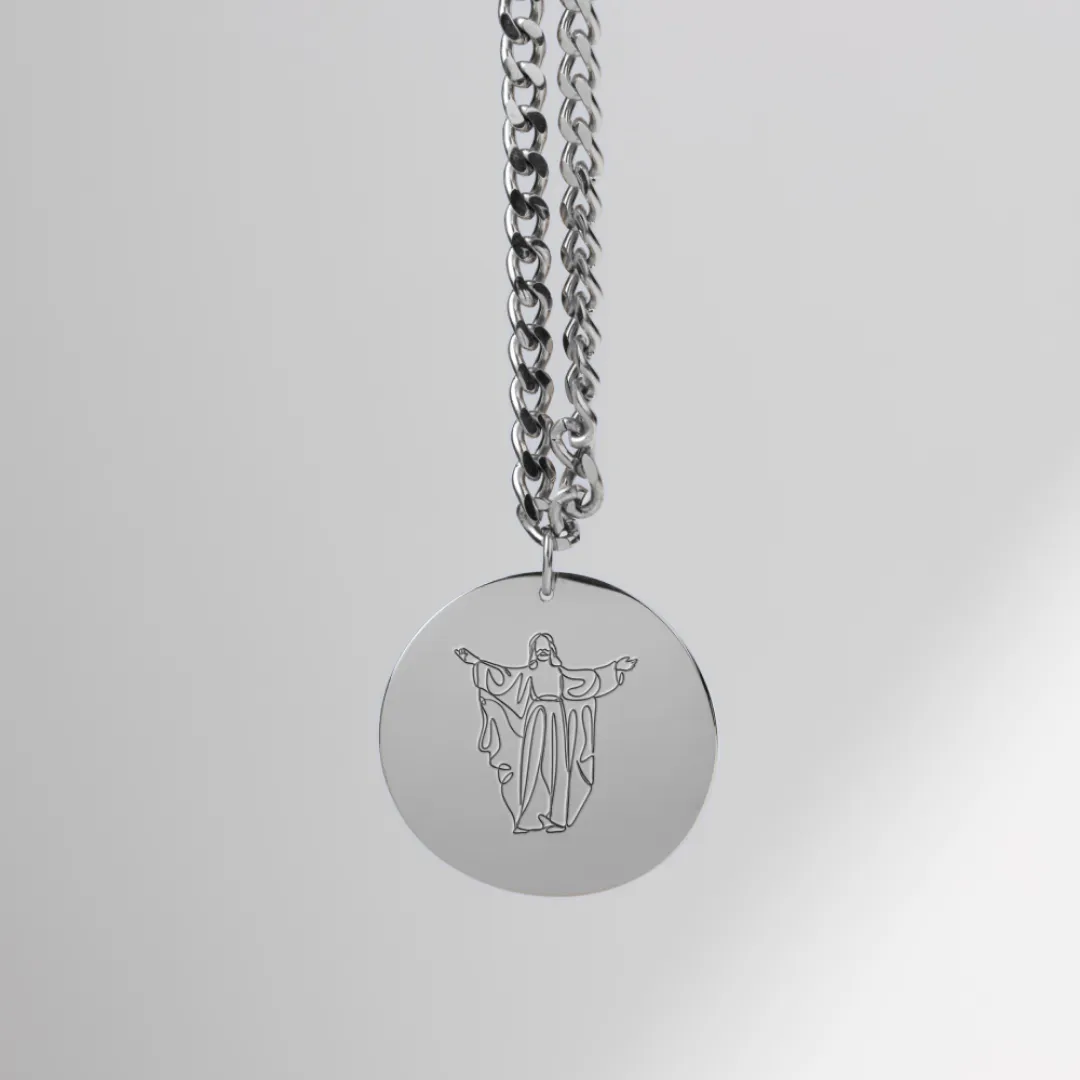 Jesus with Outstretched Arms Pendant with Chain