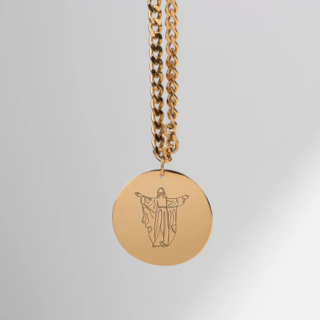 Jesus with Outstretched Arms Pendant with Chain
