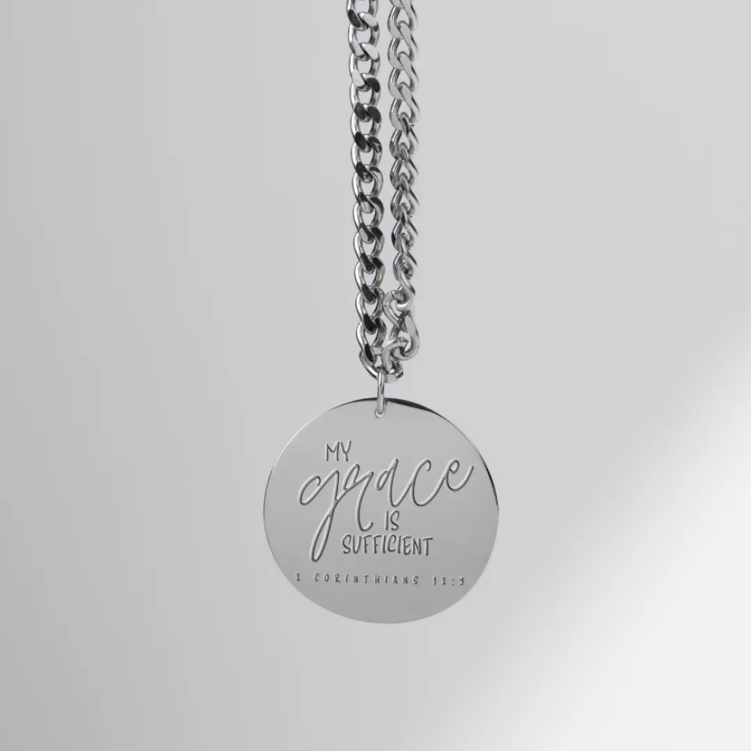 "My Grace is Sufficient" Pendant with Chain | 2 Corinthians 12:9