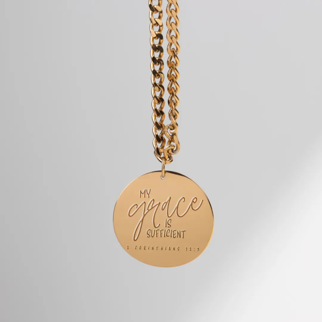 "My Grace is Sufficient" Pendant with Chain | 2 Corinthians 12:9