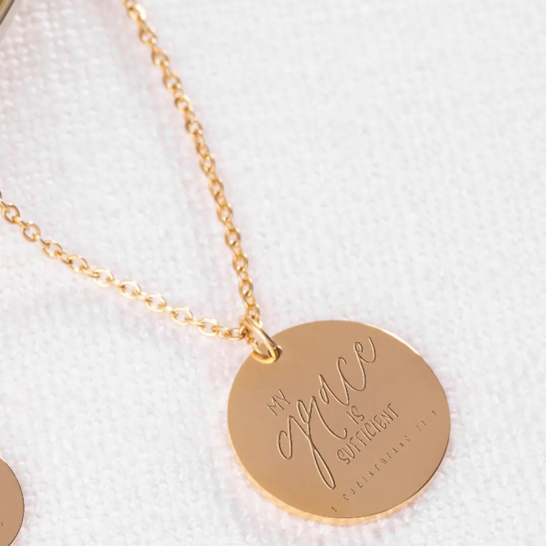 "My Grace is Sufficient" Pendant with Chain | 2 Corinthians 12:9