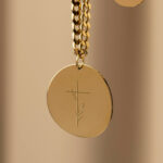 "Brave" Pendant with Floral Cross Engraving
