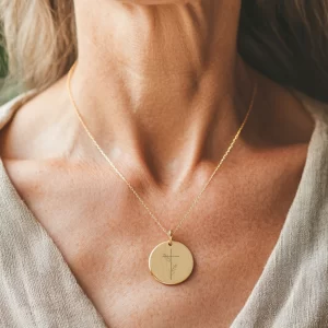 "Ever Be on My Lips" Pendant with Floral Cross Engraving