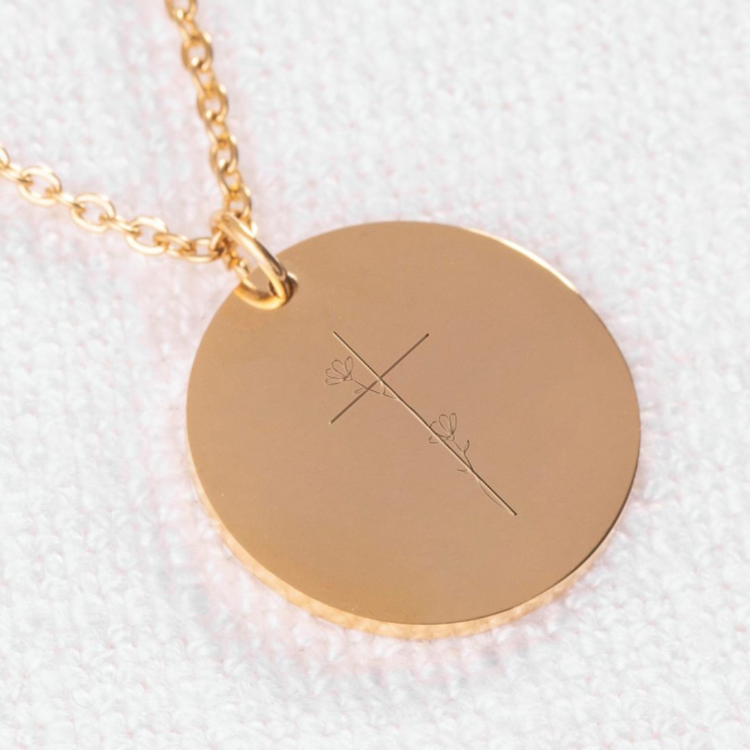 "Extravagant Love" Pendant with Floral Cross Engraving