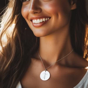 "Faithful & Good" Pendant with Floral Cross Engraving