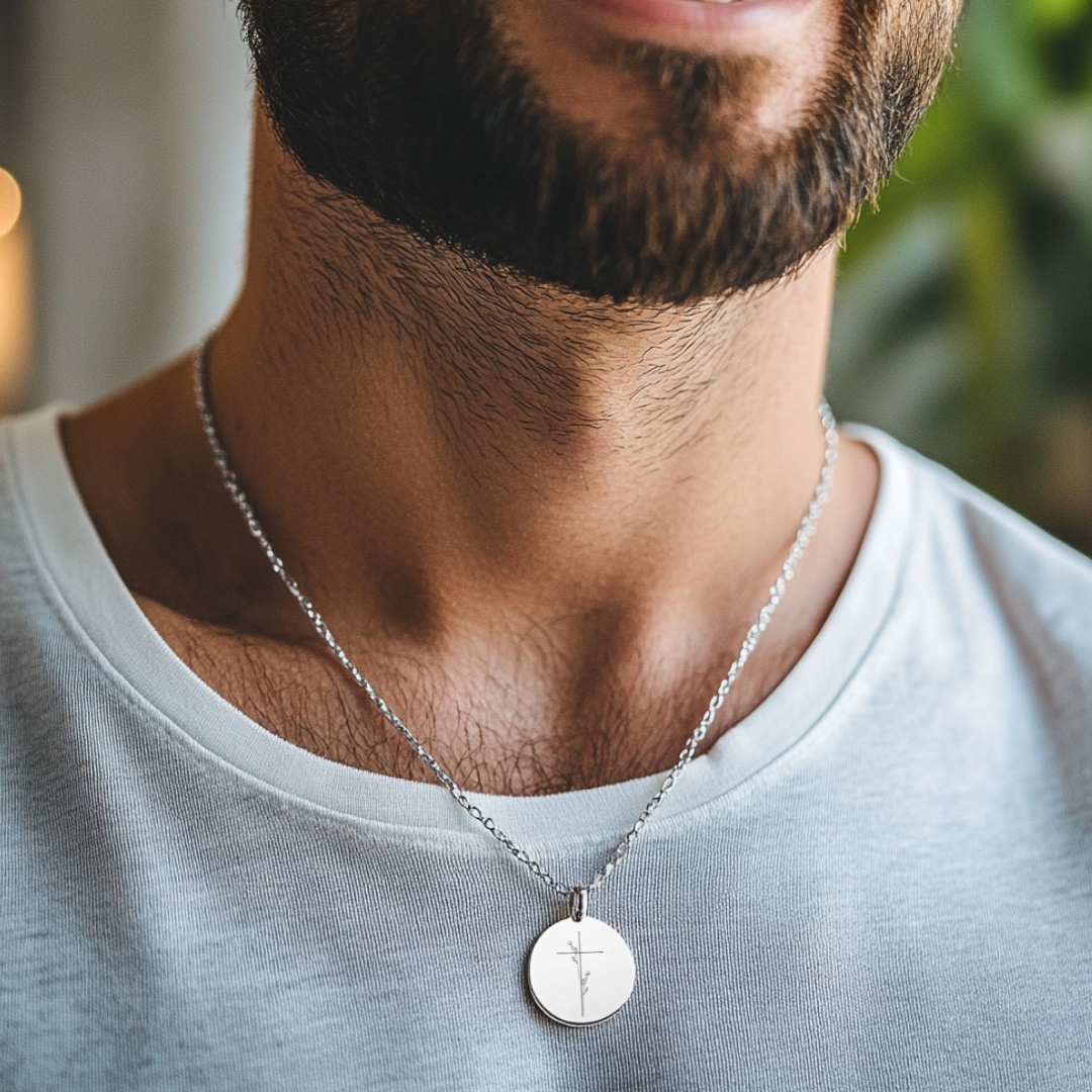 "He Can Move the Mountains" Pendant with Lavender Engraving