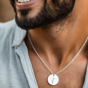 "It Is Well with Me" Pendant with Floral Cross Engraving