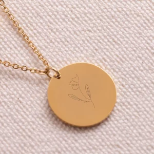 Matthew 6:33 Bible Verse Pendant with Tranquil Faith Flowers Engraving