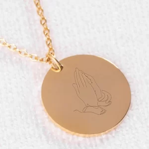Philippians 4:13 Bible Verse Pendant with Praying Hands Engraving