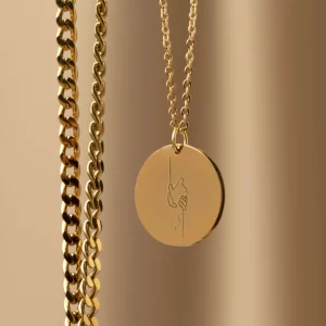 Romans 8:28 Bible Verse Pendant with Hand in Hand Engraving