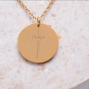 "Thankful" Pendant with 1 Thessalonians 5:18 Engraving