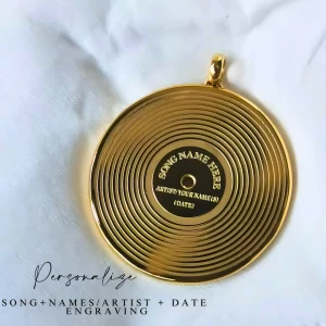 Gold Personalized Christian Pendant – Custom Engraved Worship Song
